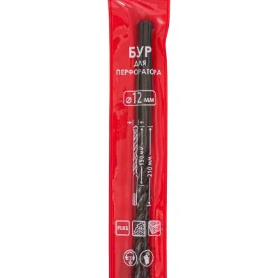 Бур ИНТЕРСКОЛ 2 спирали, 2 резца, SDS-Plus, 12x210 мм (2011021001200)