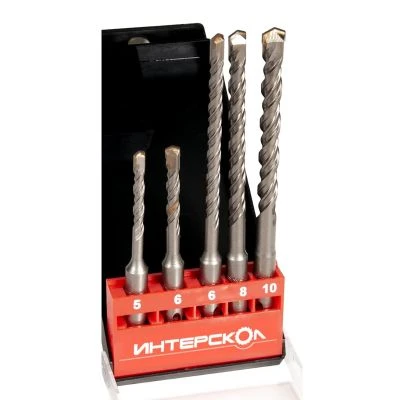 Набор буров ИНТЕРСКОЛ 5PCS, SDS-Plus, 5.6x110, 6.8х160, 10х160 мм (2015000100000)