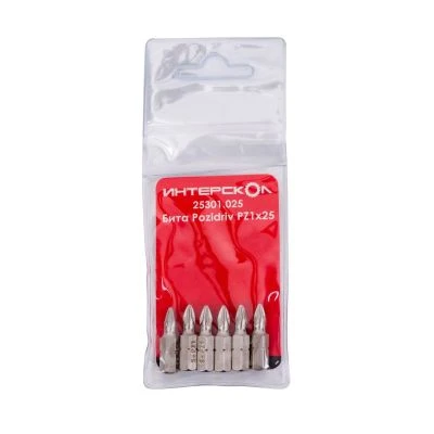 Бита ИНТЕРСКОЛ PZ1, 25 мм хвостовик 1/4", 6 шт. (25301.025)