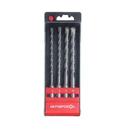 Набор буров ИНТЕРСКОЛ по бетону, SDS-Plus, 5,6,8,10x160 мм (11200.160)