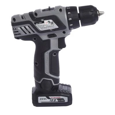 Аккумуляторная дрель-шуруповерт ИНТЕРСКОЛ ДА-18ЭР, 18 В, 1400 об/мин, с 2 АКБ 2 Ач и ЗУ (436.2.2.20)