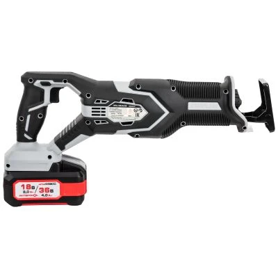 Аккумуляторная сабельная пила ИНТЕРСКОЛ НПА-200/36В, 36 В, 3000 ход/мин, 26 мм, с 2 АКБ 2 Ач и ЗУ, в кейсе (833.2.2.70)