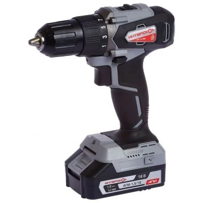 Аккумуляторная дрель-шуруповерт ИНТЕРСКОЛ ДА-13/18ВК 45, 18 В, 1700 об/мин, с 2 АКБ 1.5 Ач и ЗУ, в кейсе (УЦЕНЕННЫЙ ТОВАР) (575.1.2.70/U)