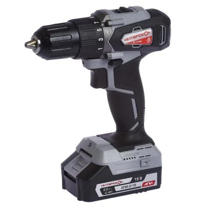 Аккумуляторная дрель-шуруповерт ИНТЕРСКОЛ ДА-13/18ВК 45, 18 В, 1700 об/мин, с 2 АКБ 2 Ач и ЗУ, в кейсе (575.2.2.70)