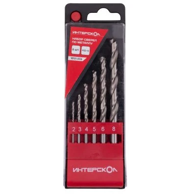 Набор сверл ИНТЕРСКОЛ по быстрорежущей стали, 2-8 мм, 6 шт. (18101.006)