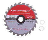 Диск пильный твёрдосплавный ИНТЕРСКОЛ,  210 × 2.2 x 30/25.4/20 мм,  24 зуба, по дереву, 31124.210