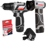 Набор аккумуляторного инструмента ИНТЕРСКОЛ 12 В: дрель-шуруповерт ДА-12ЭР 28 + УШМ-76/12В + 5 дисков, с 2 АКБ 2 Ач и ЗУ