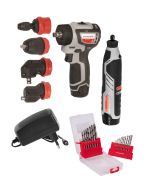 Набор аккумуляторного инструмента ИНТЕРСКОЛ 12 В: дрель-шуруповерт ДА-10/12В 36 + гравер АГМ-12Э +19 сверл, с 2 АКБ 2 Ач и ЗУ