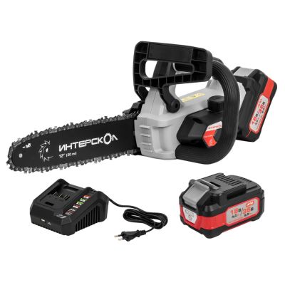 Аккумуляторная цепная пила ИНТЕРСКОЛ ПЦА-12/36В, 36 В, 30 см, 11 м/с, с 2 АКБ 2 Ач и ЗУ (824.2.2.70)