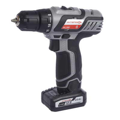 Аккумуляторная дрель-шуруповерт ИНТЕРСКОЛ ДА-18ЭР, 18 В, 1400 об/мин, с 2 АКБ 2 Ач и ЗУ (436.2.2.20)