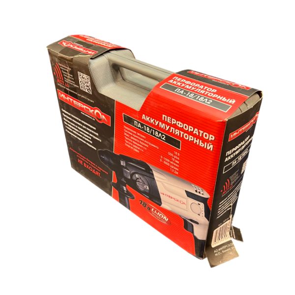 Аккумуляторный перфоратор ИНТЕРСКОЛ ПА-18/18Л2, 18 В, 1.3 Дж, 6900 уд/мин, без АКБ и ЗУ, в кейсе (УЦЕНЕННЫЙ ТОВАР) (329.0.0.74/U)