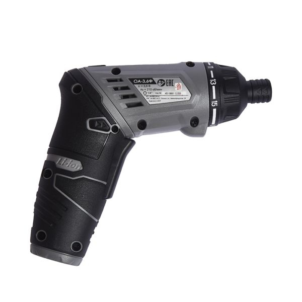 Аккумуляторная отвертка ИНТЕРСКОЛ ОА-3,6Ф, 3.6 В, 5 Н·м, 200 об/мин, 1 АКБ, 1.3 Ач, ЗУ, 433.0.2.00