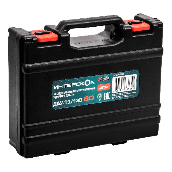 Аккумуляторная дрель-шуруповерт ИНТЕРСКОЛ ДАУ-13/18В 80, 18 В, 1800 об/мин, с АКБ 4 Ач и ЗУ, в кейсе (786.4.1.70)