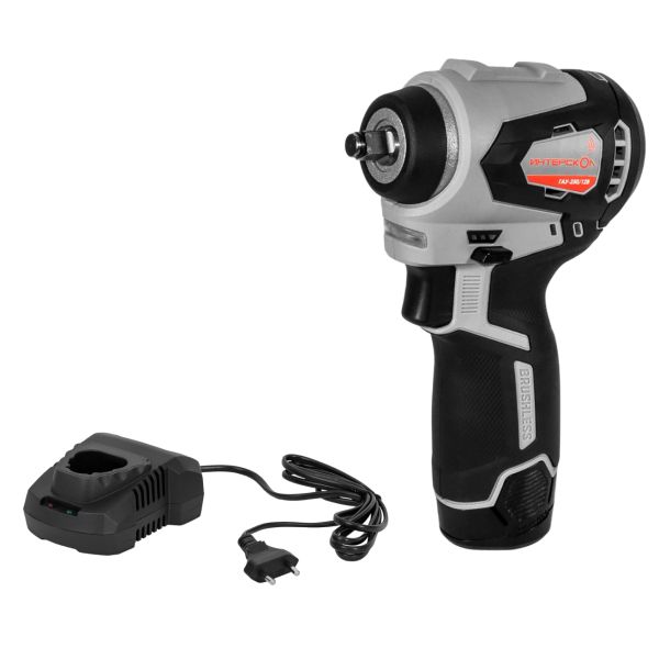 Аккумуляторный ударный гайковерт ИНТЕРСКОЛ ГАУ-250/12ВЭ, 12 В, 250 Нм, 3200 уд/мин, с АКБ 2 Ач и ЗУ (804.1.0.70-B2C)