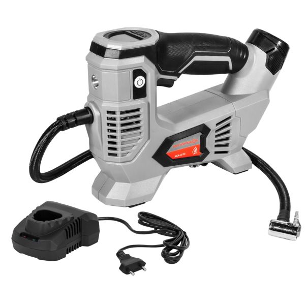 Аккумуляторный компрессор ИНТЕРСКОЛ АКА-8/12ЭМ, 12 В, 10.3 бар, 60 л/мин, с АКБ 2 Ач и ЗУ