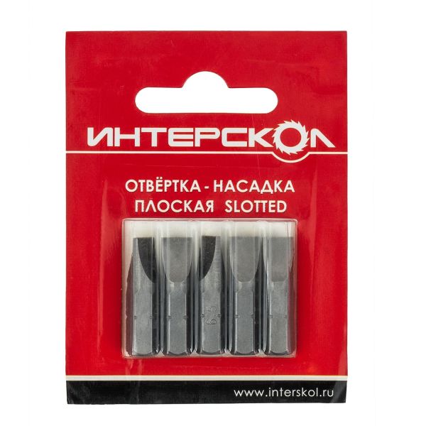 Бита ИНТЕРСКОЛ плоская SL6,5х1,2, длина 25 мм, хвостовик 1/4", 5 шт., 2042402500650