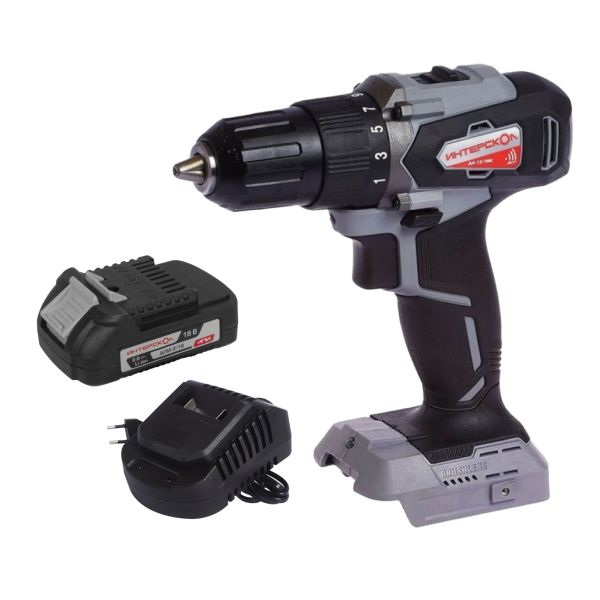 Аккумуляторная дрель-шуруповерт ИНТЕРСКОЛ ДА-13/18ВК 45, 18 В, 1700 об/мин, с АКБ 2 Ач и ЗУ, в кейсе (575.0.0.70-B2C)