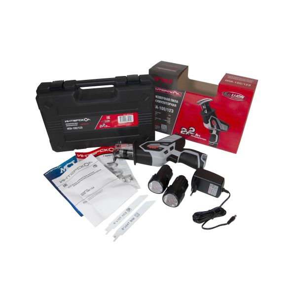 Аккумуляторная ножовочная пила ИНТЕРСКОЛ НПА-100/12Э, 12 В, 3000 ход/мин, 15 мм, с 2 АКБ 2 Ач и ЗУ, в кейсе (805.2.2.70)