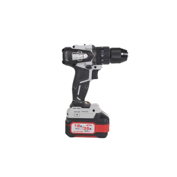 Дрель-шуруповерт ИНТЕРСКОЛ ДАУ-13/36В 50, 36 В, 1700 об/мин, 25500 уд/мин, с 2 АКБ 2 Ач и ЗУ, в кейсе (850.2.2.70)