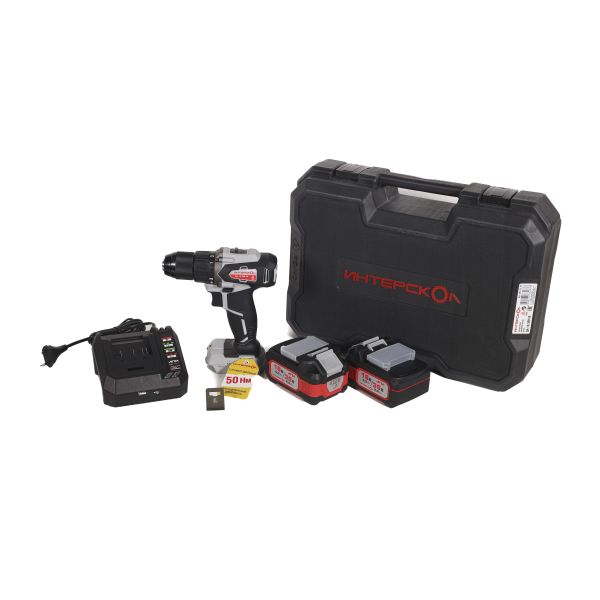 Аккумуляторная дрель-шуруповерт ИНТЕРСКОЛ ДА-13/36В 50, 36 В, 1700 об/мин, с 2 АКБ 2 Ач и ЗУ, в кейсе (851.2.2.70)