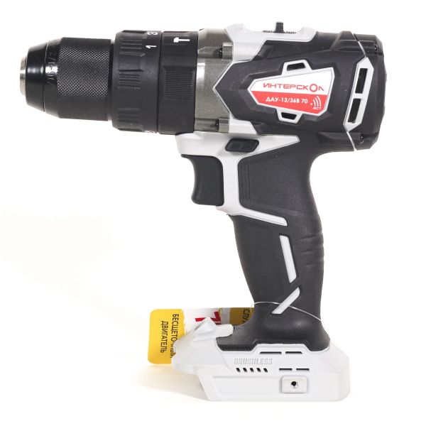 Аккумуляторная ударная дрель-шуруповерт ИНТЕРСКОЛ ДАУ-13/36В 70, 36 В, 1900 об/мин, 30000 уд/мин, без АКБ и ЗУ (813.0.0.70)