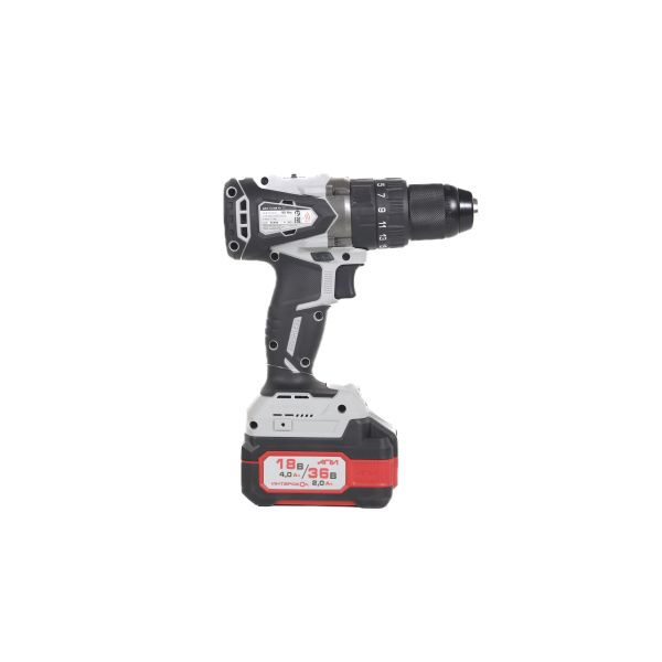 Ударная дрель-шуруповерт ИНТЕРСКОЛ ДА-13/36В 90, 36 В, 2000 об/мин, 30000 уд/мин, с 2 АКБ 2 Ач и ЗУ, в кейсе (860.2.2.70)