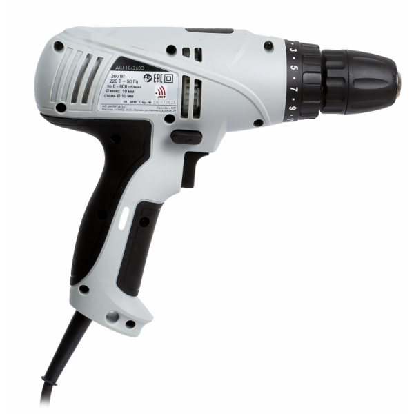 Дрель-шуруповерт ИНТЕРСКОЛ ДШ-10/260Э, 260 Вт, 800 об/мин (210.1.1.00)