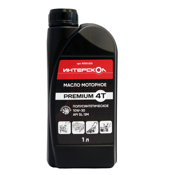 Масло моторное ИНТЕРСКОЛ Premium, 10W-30, 4-х тактное, полусинтетическое, 1000 мл (90101.003)