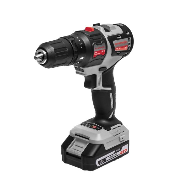 Дрель-шуруповерт ИНТЕРСКОЛ ДА-10/18В 44 МультиМАКС 18, 18 В, 1450 об/мин, c 2 АКБ 2 Ач и ЗУ, + Набор бит в подарок (755.2.1.48)