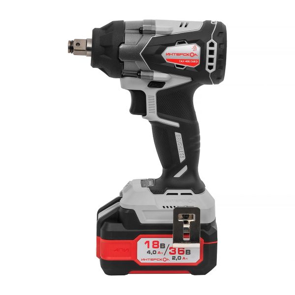 Аккумуляторный гайковерт ИНТЕРСКОЛ ГАУ-400/36ВЭ, 36 В, 400 Нм, 3200 уд/мин, с 2 АКБ 2 Ач и ЗУ, в кейсе (859.2.2.70)