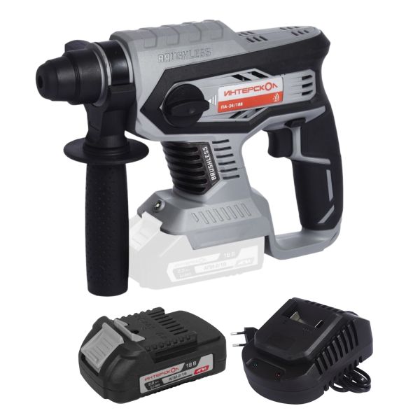 Аккумуляторный перфоратор ИНТЕРСКОЛ ПА-24/18В, 18 В, 2.2 Дж, 5300 уд/мин, с АКБ 2 Ач и ЗУ, в кейсе (579.0.0.70-B2C)