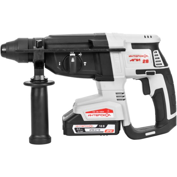 Аккумуляторный перфоратор ИНТЕРСКОЛ ПА-28/18ВM, 18 В, 2.8 Дж, 5300 уд/мин, с 2 АКБ 2 Ач и ЗУ (732.2.2.70)