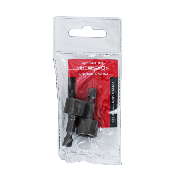 Головка торцевая ИНТЕРСКОЛ 12 мм, длина 38 мм, хвостовик 1/4", 2 шт.