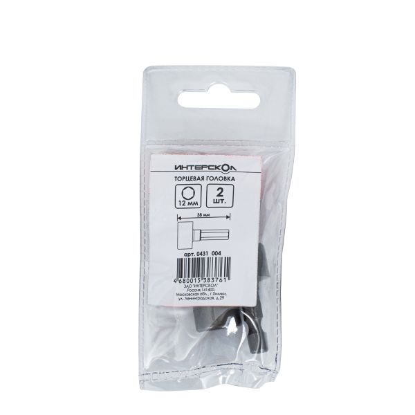 Головка торцевая ИНТЕРСКОЛ 12 мм, длина 38 мм, хвостовик 1/4", 2 шт.