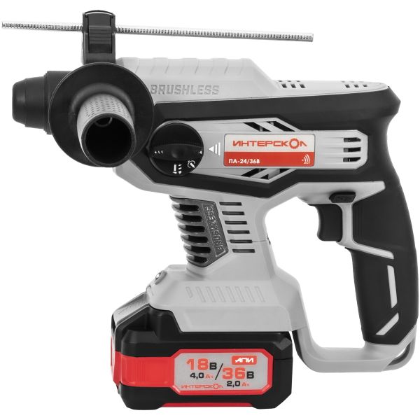 Аккумуляторный перфоратор ИНТЕРСКОЛ ПА-24/36В, 36 В, 2.2 Дж, 5300 уд/мин, с 2 АКБ 2 Ач и ЗУ, в кейсе (823.2.2.70)
