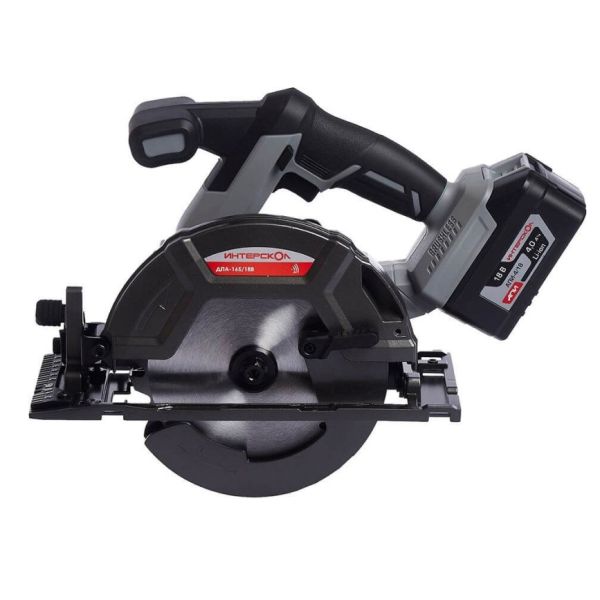 Аккумуляторная дисковая пила ИНТЕРСКОЛ ДПА-165/18В, 18 В, 165 мм, 5000 об/мин, с АКБ 4 Ач и ЗУ (577.4.1.70)
