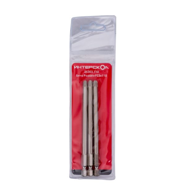 Бита ИНТЕРСКОЛ PZ3, 110 мм хвостовик 1/4", 3 шт. (25303.110)