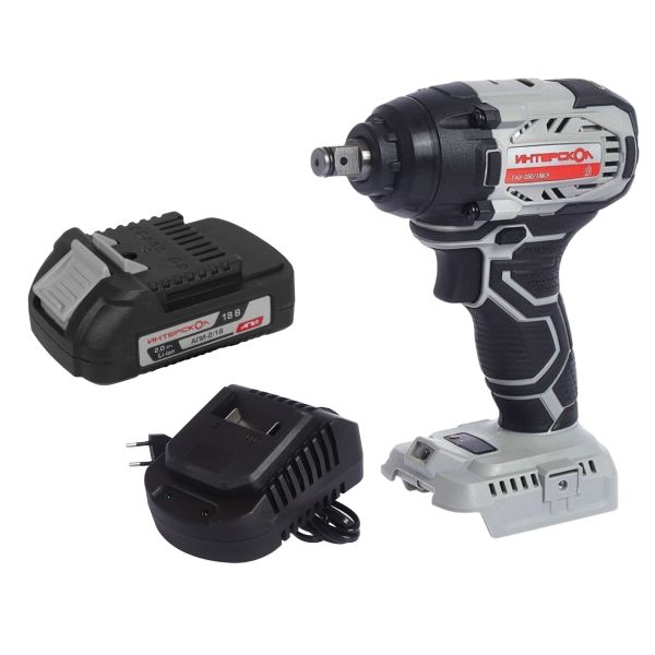 Аккумуляторный гайковерт ИНТЕРСКОЛ ГАУ-350/18ВЭ, 18 В, 350 Нм, 3200 уд/мин, с АКБ 2 Ач и ЗУ (643.1.0.70-B2C)
