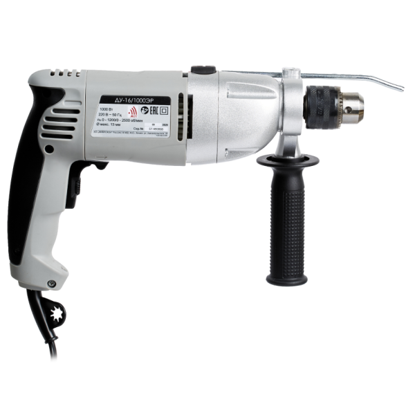Ударная дрель ИНТЕРСКОЛ ДУ-16/1000ЭР, 1000 Вт, 2500 об/мин, 42000 уд/мин (57.1.3.00)