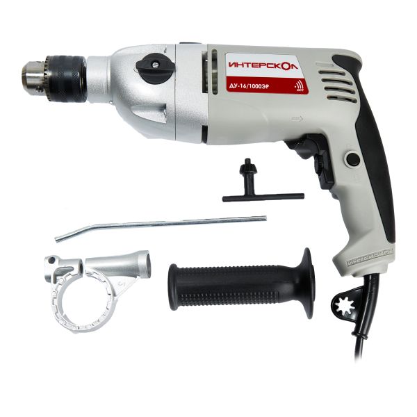 Ударная дрель ИНТЕРСКОЛ ДУ-16/1000ЭР, 1000 Вт, 2500 об/мин, 42000 уд/мин (57.1.3.00)
