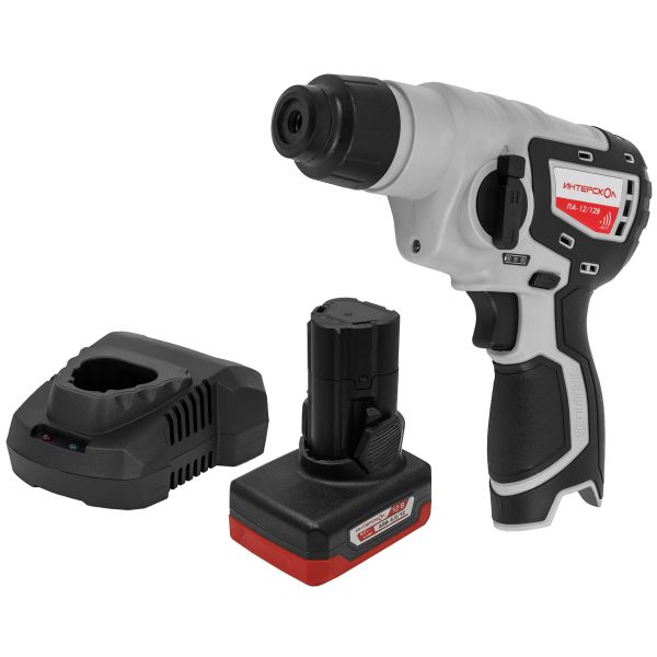 Аккумуляторный перфоратор ИНТЕРСКОЛ ПА-12/12В, 12 В, 1.2 Дж, 4250 уд/мин, с АКБ 5 Ач и ЗУ (648.0.0.70-B5C)