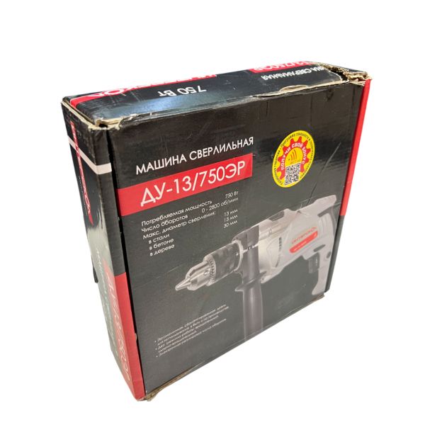 Ударная дрель ИНТЕРСКОЛ ДУ-13/750ЭР, 750 Вт, 2800 об/мин, 45000 уд/мин, (УЦЕНЕННЫЙ ТОВАР) (546.1.0.00/U)
