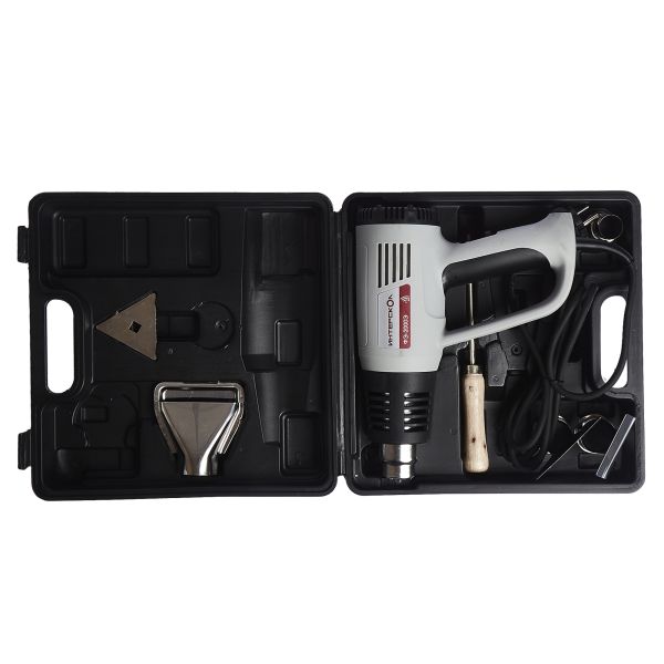 Строительный фен ИНТЕРСКОЛ ФЭ-2000Э, 2000 Вт, 600°С, 500 л/мин, кейс, 4 насадки, 192.0.1.00