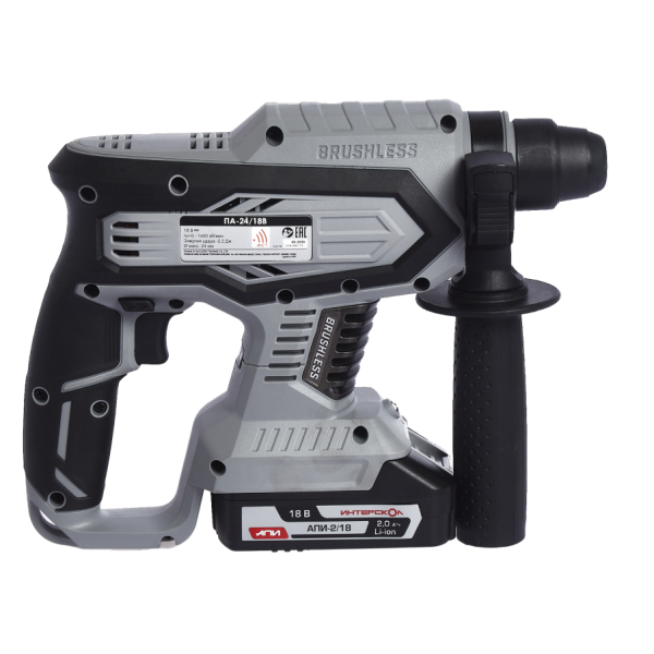 Аккумуляторный перфоратор ИНТЕРСКОЛ ПА-24/18В, 18 В, 2.2 Дж, 5300 уд/мин, с 2 АКБ 2 Ач и ЗУ (579.2.2.70)