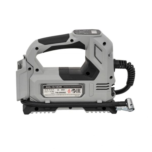Аккумуляторный компрессор ИНТЕРСКОЛ АКА-10/18ЭМ, 18 В, 10.3 бар, с АКБ 2 Ач и ЗУ