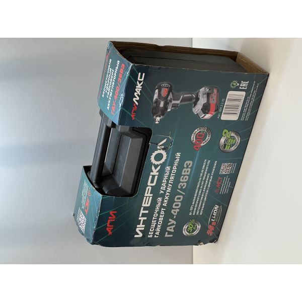 Аккумуляторный гайковерт ИНТЕРСКОЛ ГАУ-400/36ВЭ, 36 В, 400 Нм, 3200 уд/мин, c 2 АКБ 2 Ач и ЗУ в кейсе (УЦЕНЕННЫЙ ТОВАР) (859.2.2.70/U)