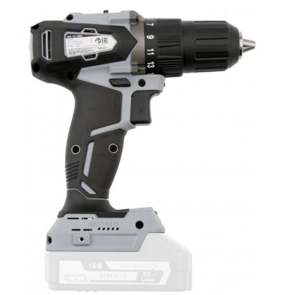 Аккумуляторная дрель-шуруповерт ИНТЕРСКОЛ ДА-13/18ВК 45, 18 В, 1700 об/мин, с АКБ 2 Ач и ЗУ, в кейсе (575.0.0.70-B2C)