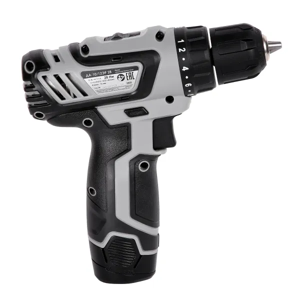 Аккумуляторная дрель-шуруповерт ИНТЕРСКОЛ ДА-10/12ЭР 28, 12 В, 1450 об/мин, с АКБ 2 Ач и ЗУ, в кейсе (595.2.1.20)