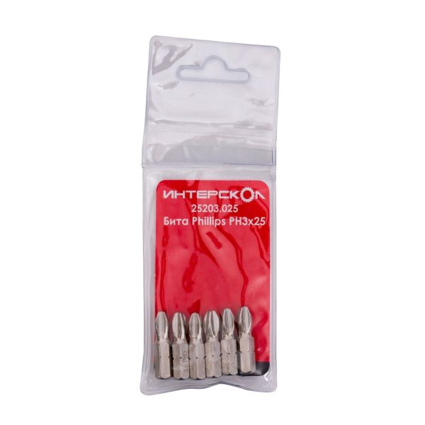 Бита ИНТЕРСКОЛ PH3, 25 мм хвостовик 1/4", 6 шт. (25203.025)