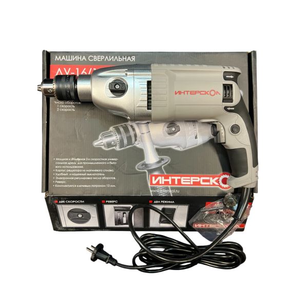 Ударная дрель ИНТЕРСКОЛ ДУ-16/1050ЭР, 1050 Вт, 2000 об/мин, 32000 уд/мин, (УЦЕНЕННЫЙ ТОВАР) (149.1.3.00/U)